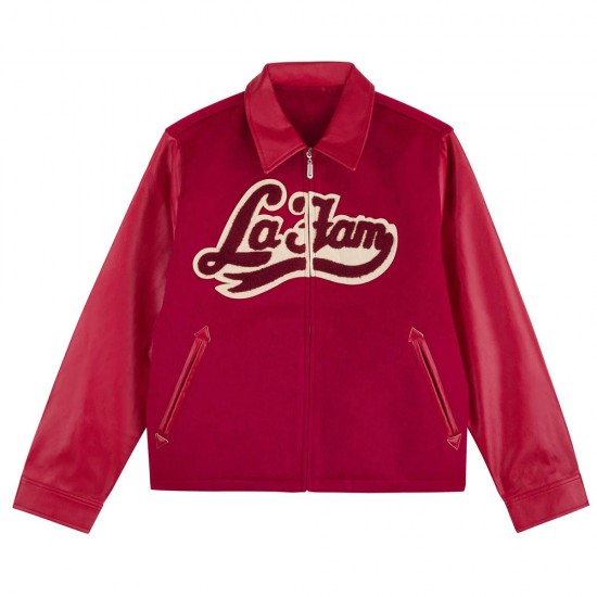 La Fam Red Wool Varsity Jacket | JacketsThreads